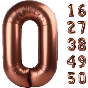 40 Inch Dark Brown Balloon Number 0 Balloon,Chocolate Jumbo Mylar Foil Helium Balloon for 10 20 30 40 50 60 70 2025 Birthday Digital Balloons for Birthday Party,Wedding Anniversary Party Decorations