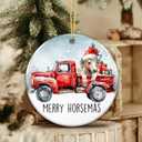5 x Horse Ornament 2025, Merry Horsemas Christmas Ornament  Red Truck with Horse Wearing Santa Hat  Ceramic Tree Decoration with Gift Box  Holiday Farmhouse Ornament for Horse Lovers