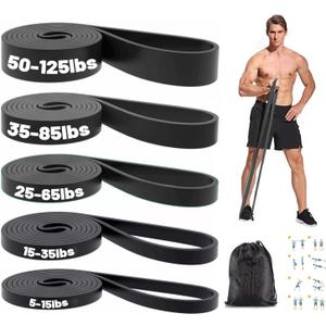 Resistance Bands, Pull Up Bands, Exercise Workout Bands for Working Out, Pull Up Assistance Bands Set for Men & Women, Body Stretching, Physical Therapy, Muscle Training (Black)