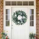 Door Wreath Green Eucalyptus for Front Door Wreaths Spring Summer Wreath Artificial Leaves Wreaths for All Season Home Farmhouse Porch Year Round Outdoor Wall Decorating,20 Inch
