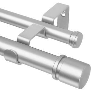 Double Curtain Rod 72 to 144 Inch, HOTOZON 1 Inch Heavy Duty Curtain Rods for Windows, Telescoping Double Drapery Rod with Simple Cap Finials, Silver (72-144", Silver)
