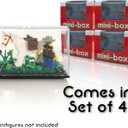 Minifigure Display Cases - Acrylic Boxes for displaying Minifigs, Action Figures, Collectibles, Pops, Brick People, and Building Block Toys. Stackable and Wall Mountable, Dust-Proof, 4 Pack Gift Set