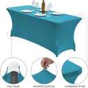 CWK 6FT Waterproof Stretch Spandex Table Cover for Rectangular Tables - Elastic Fitted Tablecloth for Folding Tables,Wrinkle Resistant Table Cloth for Parties, Weddings, Banquets & Events (Teal)