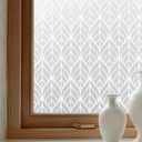 OHTMERU Window Privacy Film Decorative Non-Adhesive, Reusable, Anti-Glare | Easy Install Static Cling Stained Glass for Bath,Front Door,Home Decor Sticker Opaque Heat Control UV Blocking, 35.4 x 78.7 inches