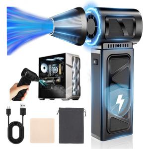 YUHUO Upgraded Compressed Air Duster, 360000 RPM Electric Air Duster with 5 Gear Power Motor, 8000mAh Rechargeable Cordless Mini Blower Jet Turbo Fan Replace Air Can for Computer Keyboard Car Outdoor