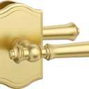 Asidrama 1 Pack Passage Gold Door Handle with Lock, Brush Gold Door Knobs Interior for Bedroom or Bathroom, Heavy Duty Door Handle for Left Right Sided Doors ZR19-262