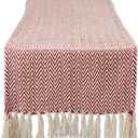 DII Woven Basic Tabletop Collection, Chevron Table Runner, 15x72, Barn Red