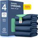IMPROVIA Washable Underpads, Heavy Absorbency Reusable Incontinence Pads for Kids, Adults, Elderly, and Pets, Waterproof Protection Floor (Navy & Green, 18"x24" (Pack of 4))