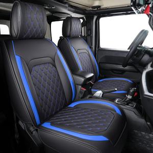 Aierxuan Jeep Wrangler JK JL 4-Door Seat Covers Full Set Custom Fit 2007-2025 Unlimited X Rubicon 392 Sahara Willys Sport High Altitude Truck Pickup Waterproof Leather(Full Set/Black-B)