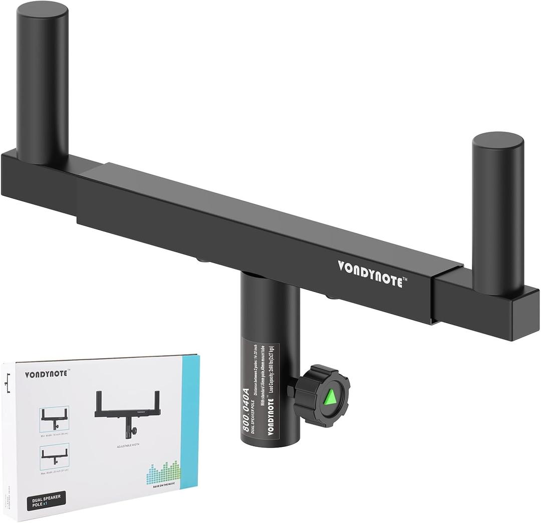 Vondynote Dual Speaker Mount Bar Mounting Fork Bracket Speaker Pole Width Adjustable, Single