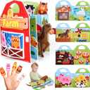Busy Board for Toddler, Montessori Toys Farm Animals Busy Book for 2-4 Year Old Boy Girl, Quiet Activity Books Gift for Kid, Felt Busy Learning Toy for Toddlers, Car Airplane Travel Toys