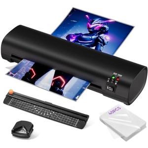 9 Inch Laminator Machine with Never Jam Technology, 40 Laminating Sheets, 4-in-1 A4 Thermal Laminator with Trimmer and Corner Rounder for Office, School, Business and Home Use - Black
