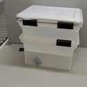 IRIS USA File Box WeatherPro File Organizer Plastic File Box for Letter/Legal File, Water Resistant Document Box, Durable Lid, Seal w/Secure Latching Buckles, Stackable, Nestable, Clear 32 Qt. 4Pack