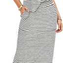 Pink Queen Women's 2 Piece Outfits Sleeveless V Neck Button Down Tank Tops Slit Midi Dress 2025 Striped Summer Skirt Sets (Medium)