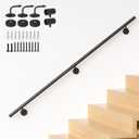 5FT Industrial Metal Stair Handrail,Round Pipe Stair Railing for Indoor/Outdoor Steps,Wall Mount Support Staircase Handrails,440LBS Load Capacity Hand Rails,Safety Grab Bar Porch Stairway Railing (5 Feet)