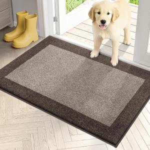 PURRUGS Dirt Trapping Door Mat 24" x 36", Non-Slip Washable Entry Mat, Dog Doormat, Front Door Mat, Super Absorbent Entrance Mat for Muddy Shoes & Paws, Beige & Grayish Brown