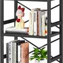 Homeiju Bookshelf, 3 Tier Industrial Bookcase, Metal Small Bookcase, Rustic Etagere Book Shelf Storage Organizer for Living Room, Bedroom, and Home Office(Black) Patent Pending D29873033