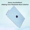 EooCoo Case Compatible with MacBook Air 13 inch M5 2026-2022 Release M4 M3 M2 A3449 A3240 A3113 A2681, Glitter Hard Shell&Keyboard Skin Cover&Screen Protector for Mac Air 13.6 inch, Sparkly SkyBlue