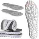 4D Cloud Insoles for Men and Women, Memory Foam Cloud Insoles Super Soft Anti-Fatigue, Shock Absorption, Relieve Foot Pain, (Gray, Women: US 7-8.5)