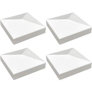 3.5 x 3.5 Inch Vinyl Fence Post Caps (4 Pack) - White Pyramid Style PVC Post Tops for 3.5" Wood Posts, Mailbox & Deck - Weatherproof & UV Resistant Decorative Covers - Easy Install Fence Post Pro