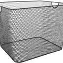 Ybm Home Household Wire Mesh Open Bin Shelf Storage Basket Organizer Black For Kitchen Pantry, Cabinet, Fruits, Vegetables, Pantry Items Toys 15 x 12 x 11.5