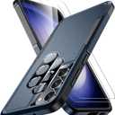 SPIDERCASE Designed for Samsung Galaxy S23 Case, [10 FT Military Grade Drop Protection], 2 Pack [Tempered Glass Screen Protector+Camera Lens Protector] Heavy Duty Shockproof Case, Deep Blue