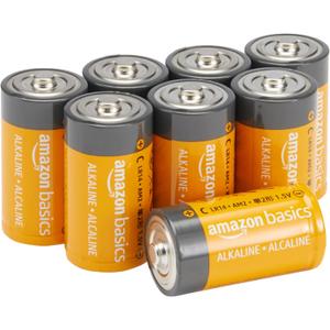 Amazon Basics 8-Pack C Cell Alkaline All-Purpose Batteries, 1.5 Volt, 5-Year Shelf Life