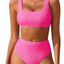 ANRABESS Women Swimsuits Two Piece Bikini Set High Waisted Ribbed Tummy Control Modest Bathing Suits 2025 Beach Swim Wear Large