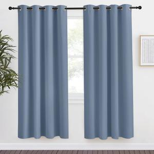 NICETOWN Blackout Curtain Panel, W55 x L78, 1 PC, Stone Blue Color, Light Blocking Room Darkening Window Drape for Nursery/Bedroom, Ring Top