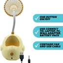 6 x Cute Yellow Duck Desk Fan with Pen Holder Animal Fan, Duck Decor for Office, Funny Accessories, Small USB Fan, Unique Teacher Gift, Coworker Gift, Novelty Decor