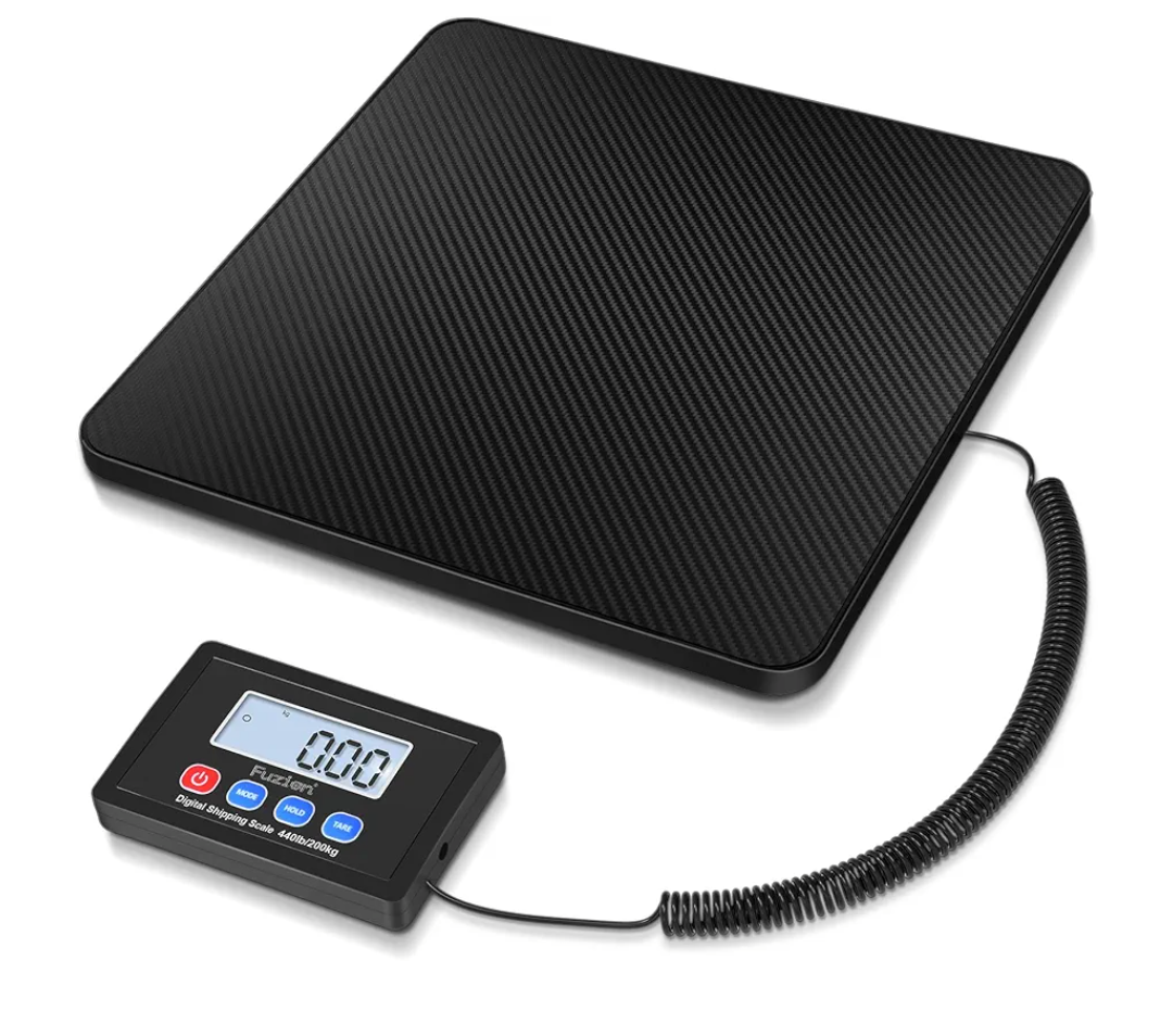 Fuzion Shipping Scale, 440LB x 10g High Accuracy Postal Scale, Hold/Tare Function, Digital Shipping Postal Scale for Packages, Postage, Luggage, Mailing, Battery & AC Adapter Included