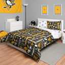 FOCO Pittsburgh Penguins NHL Team Color Bed in a Bag Comforter Bedding 5 Piece Set - Full