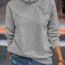 Womens Zipper Sweatshirt Turtleneck Long Sleeve Pullover Casual Loose Sweatshirts Top T Shirts (Gray, L)