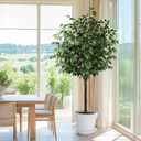 Yepdin Artificia Ficus Tree 7Ft Tall Silk Ficus Tree with Plastic Pot for Office and Home Decor,Decorative Artificial Plant for Indoors and Outdoors,Fake Ficus Lyrata Plant All Year Round Decoration