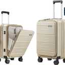 Carry On Luggage with Top Opening, Expandable with Front Pocket and USB Charging Port, Lightweight with Front Compartment Rolling Suitcases with Spinner Wheels (Khaki, 20 Inch)