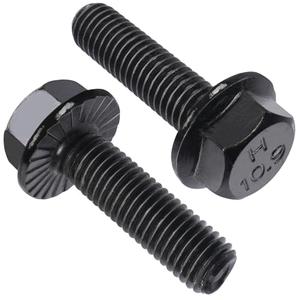 VGBUY M8-1.25 x 35mm Flanged Hex Head Bolts,External Flange Hex Drive Screws,Class 10.9 Black Zinc Plated,Alloy Steel,Full Coarse Thread,Pump,Fix Car,DIY Project