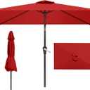 6.5x10FT Patio Umbrella, Outdoor Umbrella with Push Button Tilt and Crank, 8 Sturdy Ribs, UV Protection & Waterproof Market Umbrella for Pool, Backyard, Beach,Deck (Red)