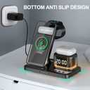 SOSHOT 5 in 1 Wireless Charger with Clock Night Light Alarm Clock for Apple Devices for iPhone 15 14 13 12 11 Pro Max Apple Watch for Apple Watch - Black