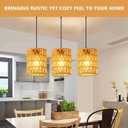 Supkiir 6 Pack Rattan Lamp Shade, Retro Small Pendant Light Shade Replacement, Boho Cylinder Wicker Woven Lampshade for Chandelier, Floor Lamps, Pendant Light, Wall Sconces Light Fixture