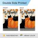 DLZDN Fall Black Cat Garden Flag Thanksgiving Garden Flag Autumn Pumpkins Welcome Yard Flag 12x18 Inch Vertical Double Sided Farmhouse Holiday Outside Decoration Burlap Yard Flag