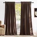 NICETOWN Brown Velvet Blackout Curtains 96 inches Long, Room Darkening Home Decor Light Blocking Thermal Insulated Drapes for Theater and Movie Room (Set of 2, 52 x 96)
