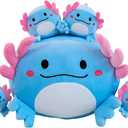 Gudisi Axolotl Plush, 16" Cute Axolotl Stuffed Animals Mommy with 4 Baby Plushies in Tummy,Soft Jumbo Axolotl Plush Christmas and Birthday Gifts for Girls Boys