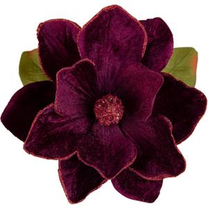 Briful Set of 3 Artificial Christmas Magnolias Flowers  30 Long Stem Faux Magnolia Stems for Tree Ornaments, Holiday Centerpieces & Christmas Decor, Purple