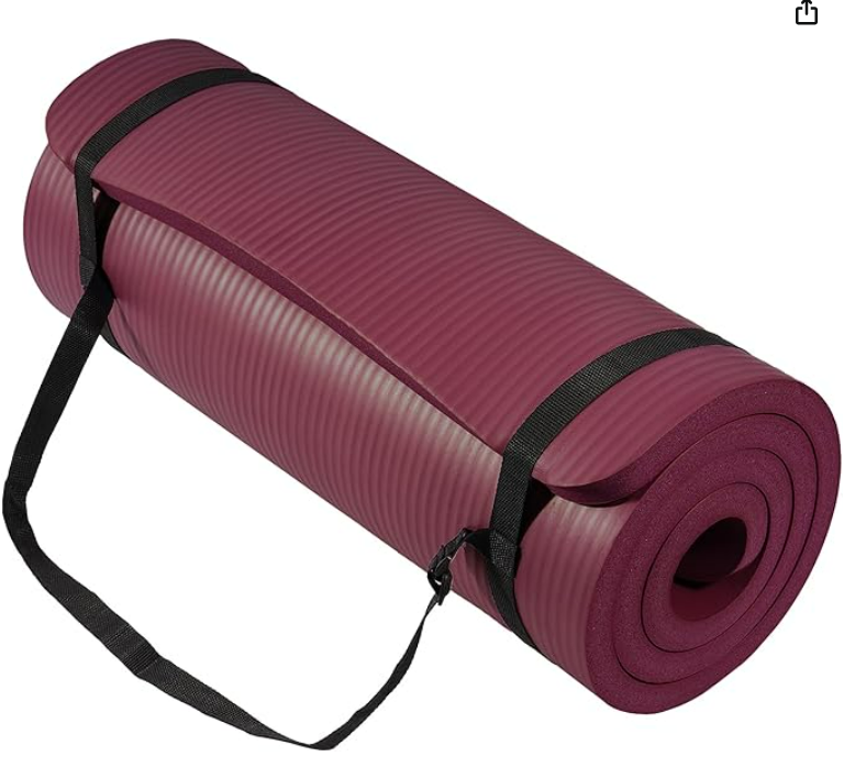 Yoga Mat 1-Inch Extra Thick High-Density Exercise Mat with Non-Slip Surface & Carry Strap for Men & Women Tear-Resistant Pilates Workout Mat for Home Gym, Floor Fitness (Deep Wine)