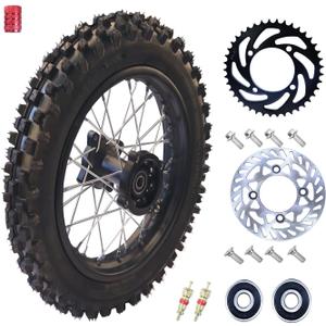80/100-12 3.00-12 Dirt Bike Rear Wheel Rim Tire With 12-15mm Bearing for 50cc 70cc 90cc 110cc 125cc PW80 CRF70 XR70 TTR90 TTR110 KX65 KLX110 Apollo TaoTao DB14 Coolster Pit Bike Motorcycle