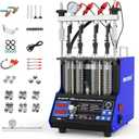 MR CARTOOL V209 GDI Fuel Injector Cleaner Machine, 110V 4-Cylinders Heated Ultrasonic Injector Cleaner Kit with 10 Functions, Gasoline Fuel Injector Tester for Car Motorcycle EFI/FSI Injectors