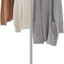 SONGMICS Clothes Drying Rack, 59-Inch Folding Laundry Drying Rack with 3 Rotatable Arms for Hangers, 4 Legs, Stainless Steel, for 27 Pieces of Clothes, White and Silver ULLR510W01