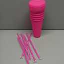 12Pcs Plastic Straw Cups Reusable Glitter Tumbler with Lid 710ml Large Capacity Drinking Cup Safe Fashion Water Bottle Creative Beverage Mug for Party Office Coffee Juice Smoothies ZHAZHAMO (Rose Red)