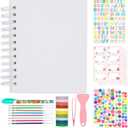Kids Scrapbook Self Adhesive Photo Album 25 Pages Hard Cover DIY Photo Album for Instant Camera Print Paper with DIY Accessories (White)