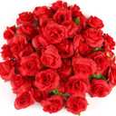 Kesoto 50pcs Red Roses Buds Artificial Flowers Bulk, 1.6" Small Silk Fake Roses Flower Heads for Decoration, Crafts, Wedding Centerpieces Bridal Shower Party Home Decor